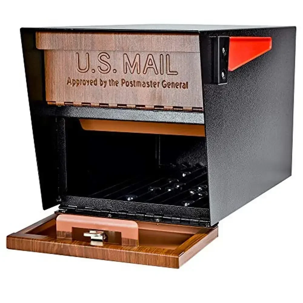 Locking Security Mailbox Black Steel Anti-Pry USPS-Approved Baffle Door Post Mount 21