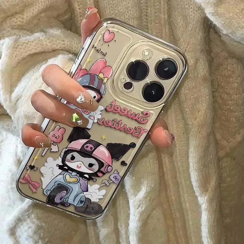 Miniso Transparent Case Kuromi Melody Pochacco Kawaii Phone Cover for Iphone 15 14 13 12 11 Pro Max Couple Phone Shell Gift