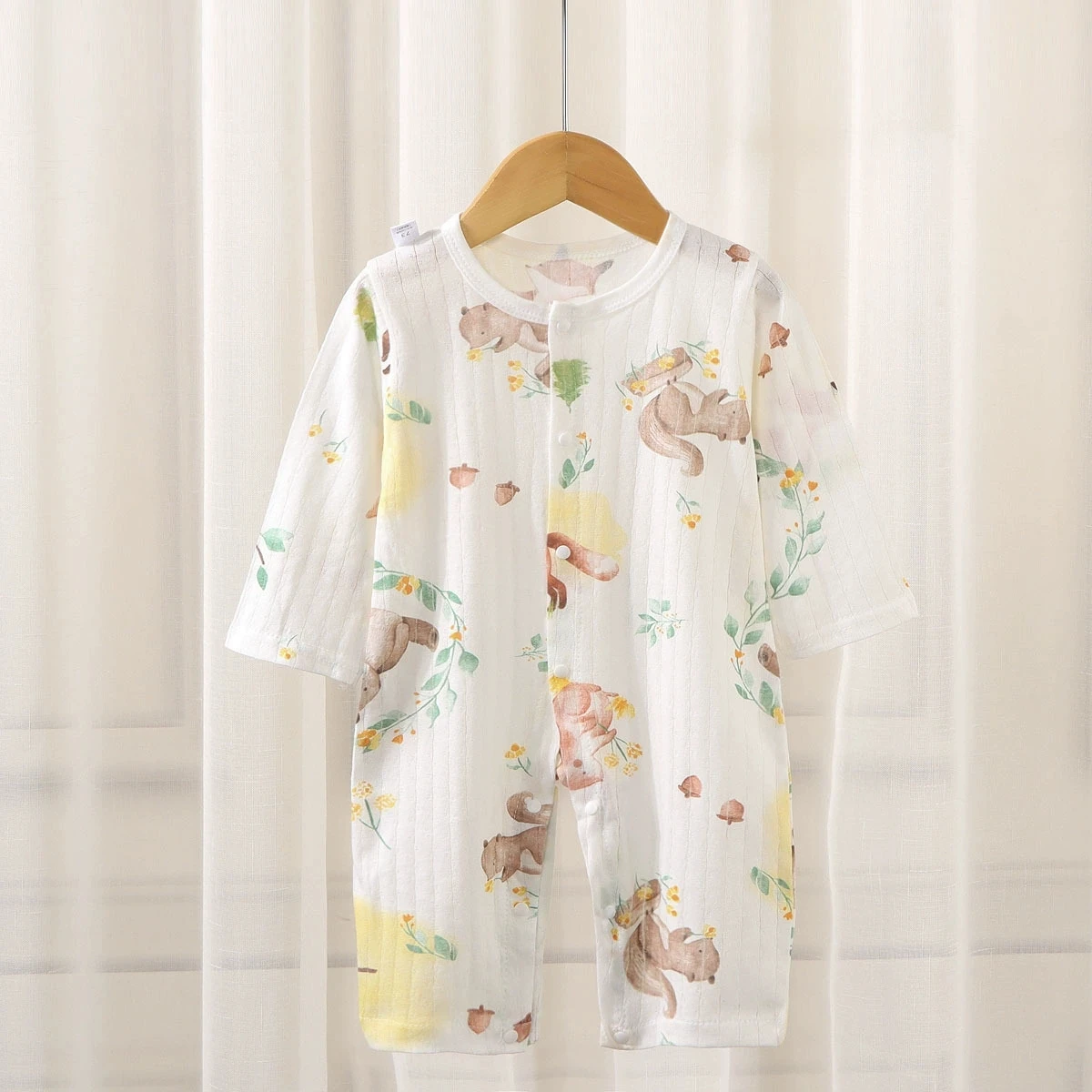 

Bodysuit & One Pieces for Boys Girls Newborn Rompers Solid Color Long Sleeve Loungewear Outfit Thin Cute Design 0-18M