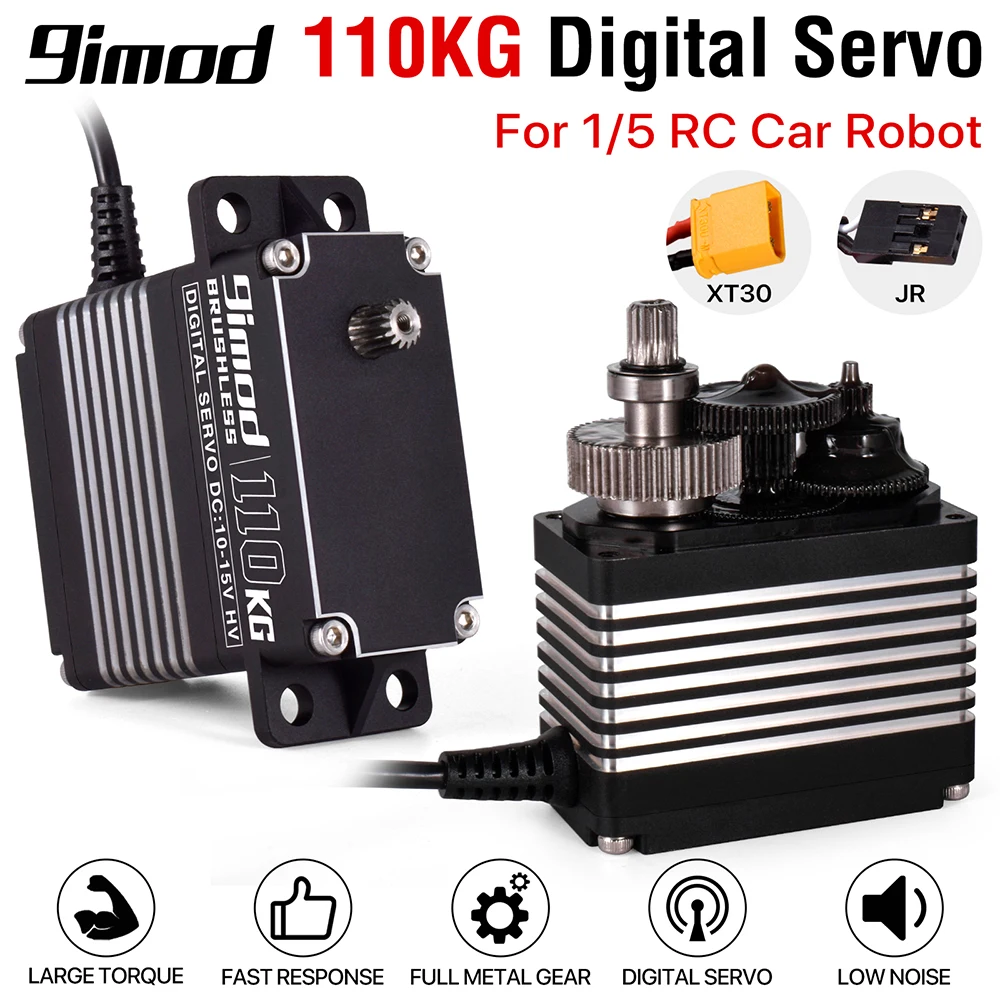 

9IMOD Digital Servo 110Kg High Torque Waterproof Brushless Motor HV Metal Gear with 15T Servo Horn for 1/5 RC Car Robot DIY