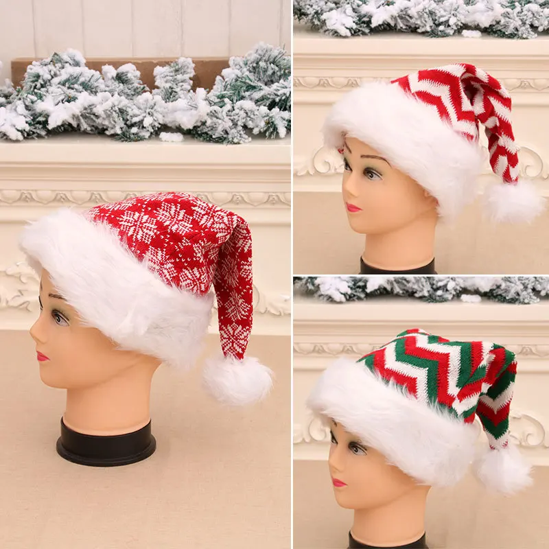 

2024 New Knitted Woollen Christmas Hat 30*40cm Adult Children's Winter Hat Decoration Christmas Atmosphere Layout