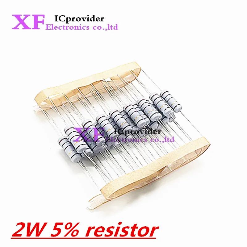 20pcs 2W 5% Wire Wound Resistor Fuse Winding Resistance 0.1R 0.05 0.1 0.22 0.33 0.47 0.5 1 2.2 3 4.7 5.1 6.8 10 22 47 51 100 ohm