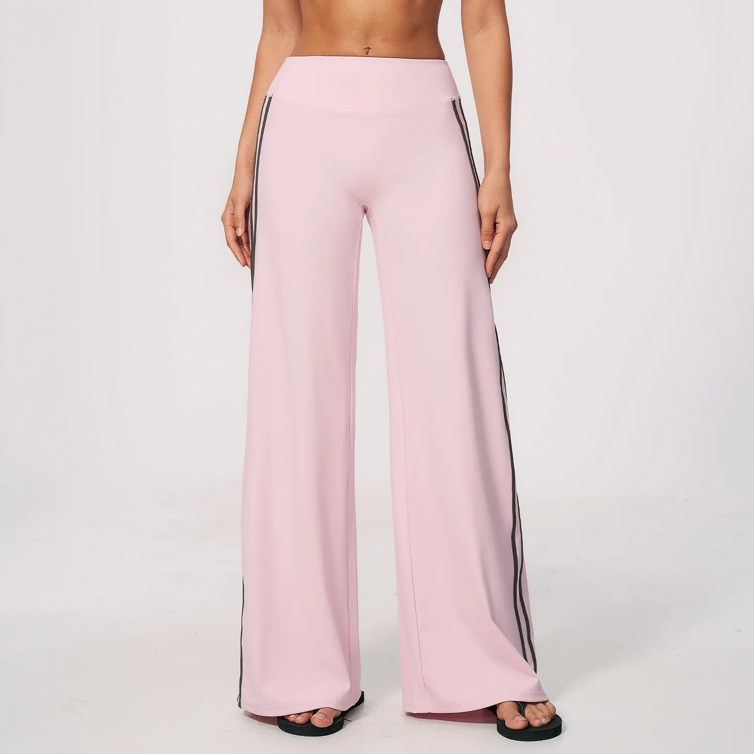 Yoga Bell Bottoms Women Gym Wide Leg Pants High Waist Wide Leg Pants Stripes Fitness Running Workout Push Up Tights Leggings
