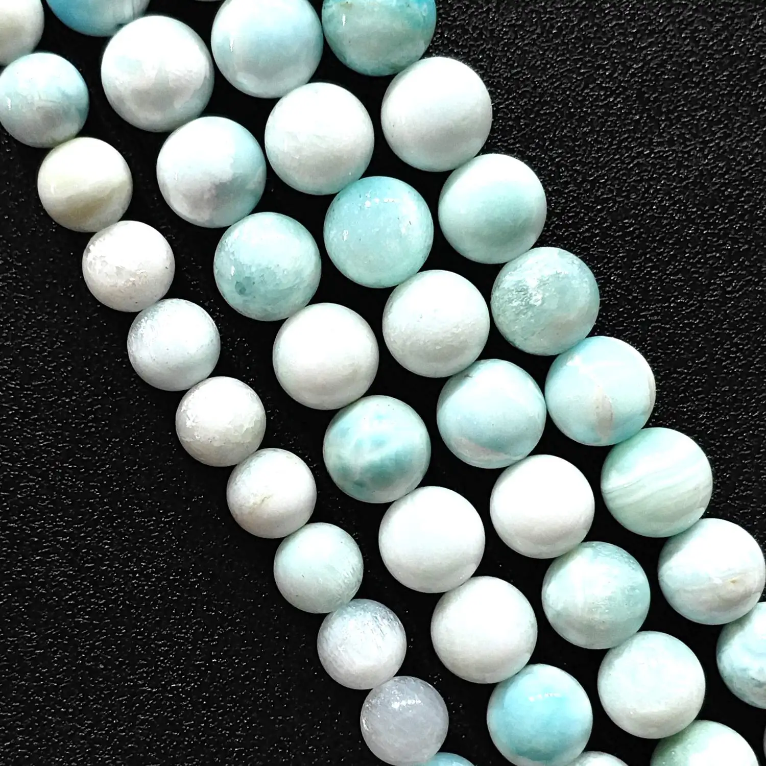 Natural Hemimorphite Beads 6mm-12mm Light Sky Blue Smooth Round Gemstone Loose Strand for DIY Jewelry Making Craft Supply