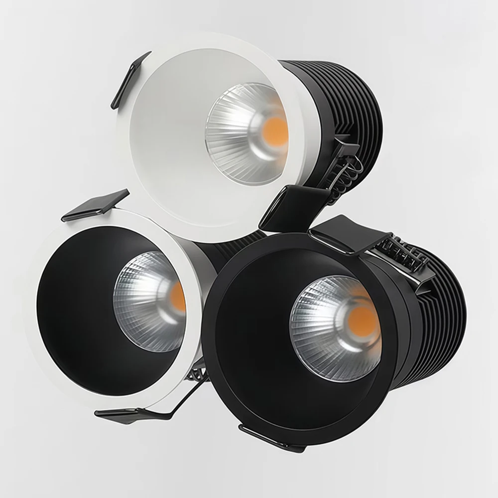 Dimmable Recessed Anti Glare COB LED Downlights 5W 7W 9W 12W 15W LED Ceiling Spot Lights AC85~265V Background Indoor Lighting