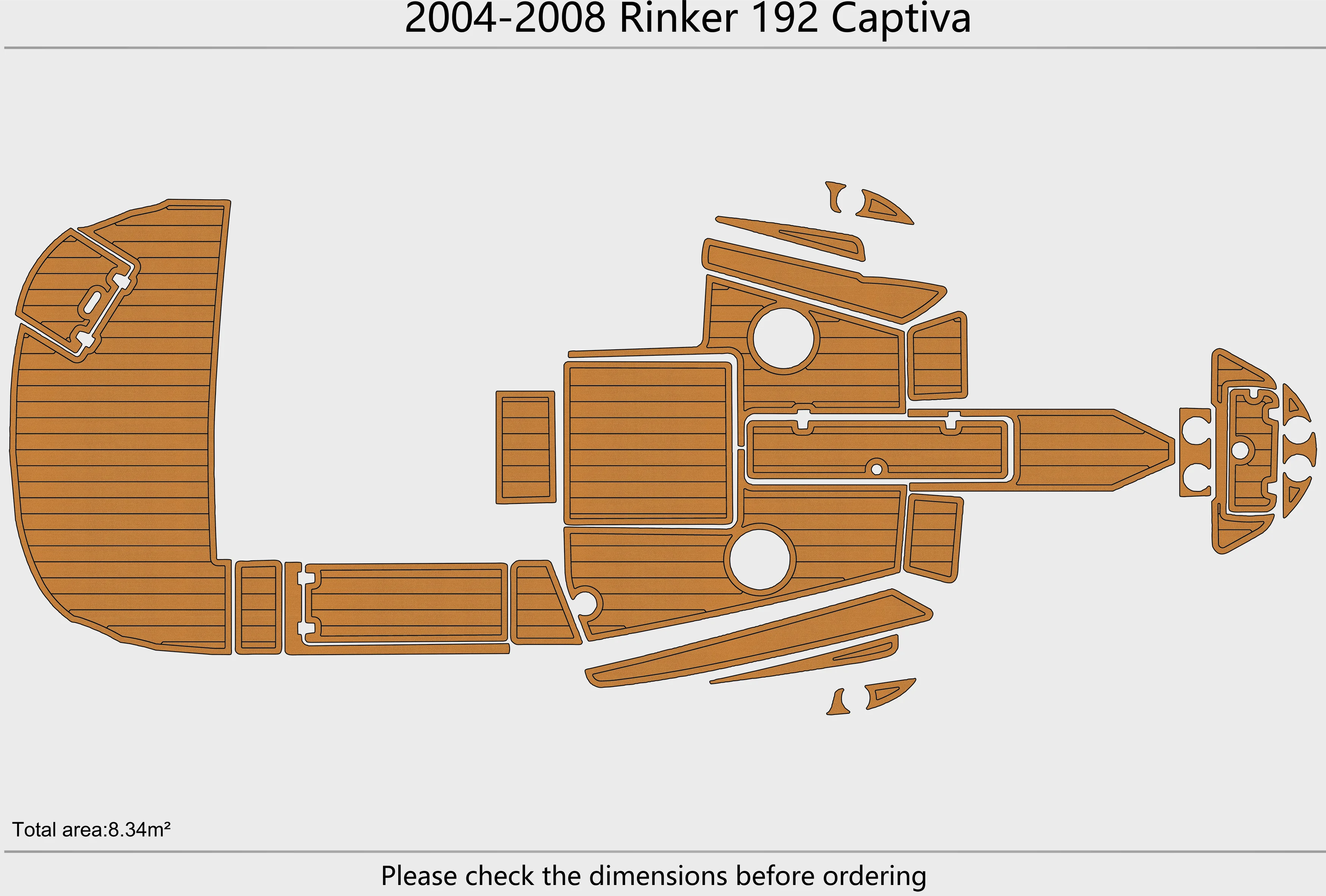 Eva foam Fuax teak seadek marine floor For 2004-2008 Rinker 192 Captiva Cockpit Swim platform 1/4