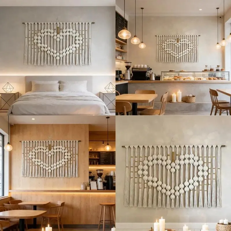 Modern Minimalist Lace Wall Art Handmade Cotton Hanging for Luxury Villa Commercial Project
