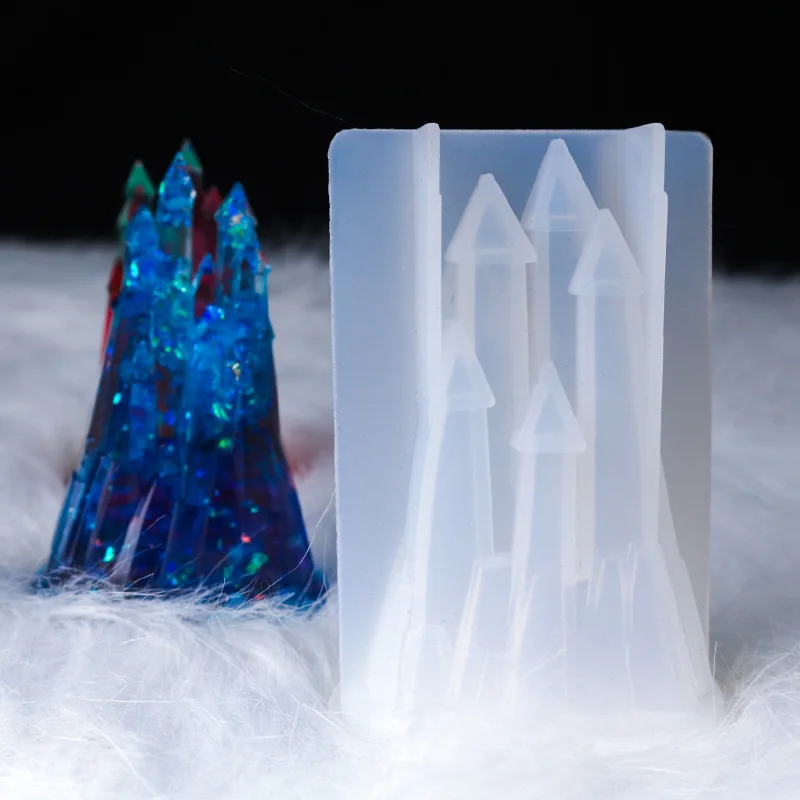 Resin silicone mold, 3D castle silicone casting mold, home desk decoration small item forming mold