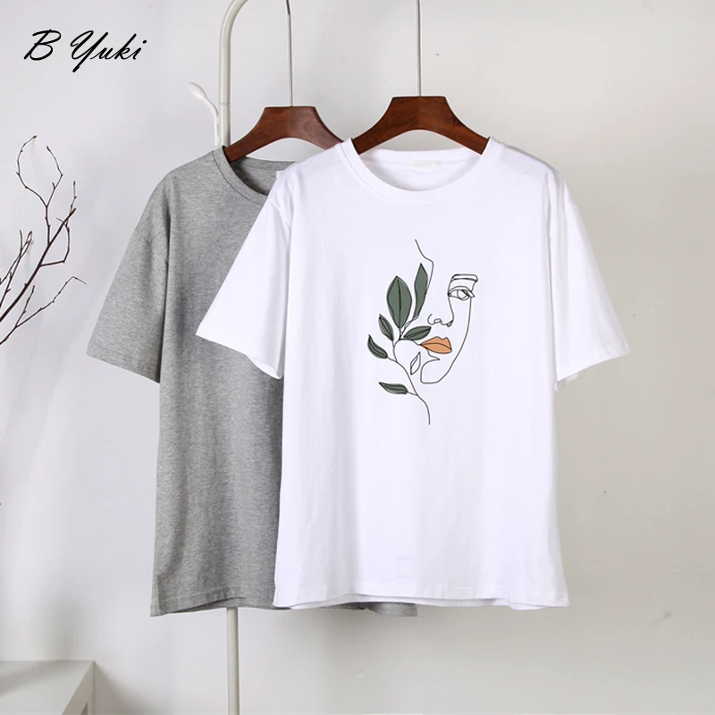 

Blessyuki Aesthetic Abstract Print T Shirt Women 2023 Summer Oversized Soft Cotton Vintage Tops Female Casual Gothic Graphic Tee