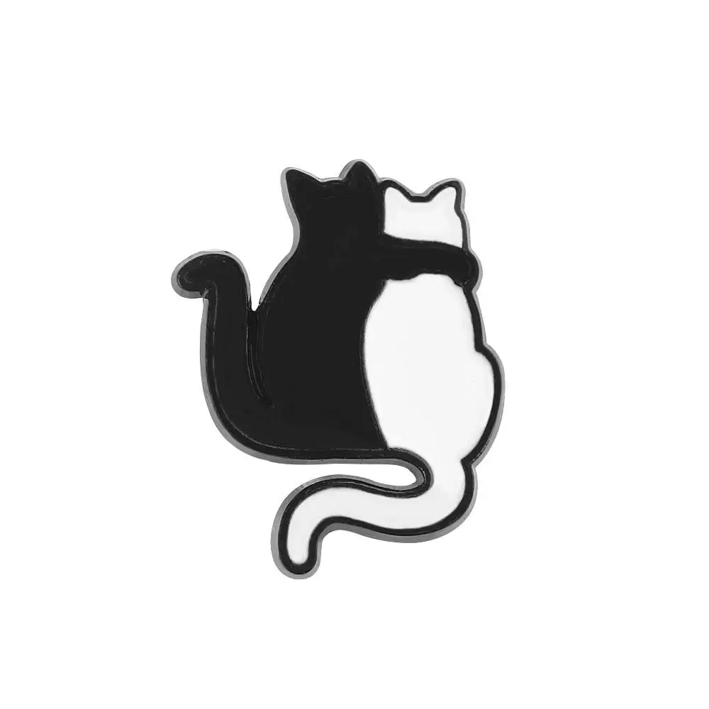 

Онимающие кошки, черно-белый значок с котом, булавка, ювелирные аксессуары, эмалированная булавка, брошь на лацкане, броши, брошь с котом