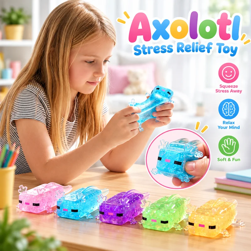 Axolotl Soft And Slow Rebound Pinching Glitter Squeeze Desktop Ornament Anxiety Stress Relief Decor For Office Desk Study Room