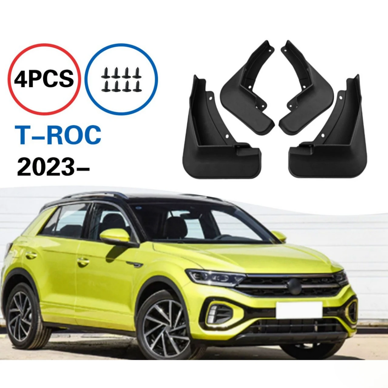 Front Rear Molded Car Accessories 4Pcs Mud Flaps For T-ROC T ROC 2023 Mudguards Mud Flap Splash Guards Mudflaps