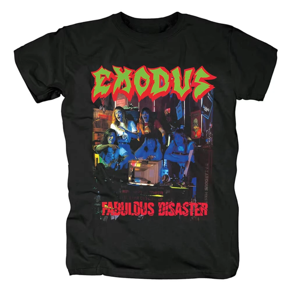 

2025 Summer Men's T-Shirt Women's Short Sleeve Hip Hop Vintage Metal Rock Exodus Band Cotton T-Shirt High Quality Y2k Streetwear