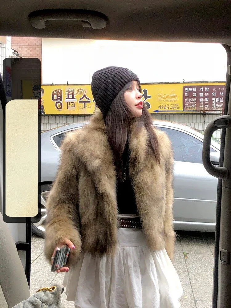 

CC Fur "Middle Age Love S" Lady's Long ort Fur Coat Thiened Winter Outerwear Slimming Effect Women's Faion