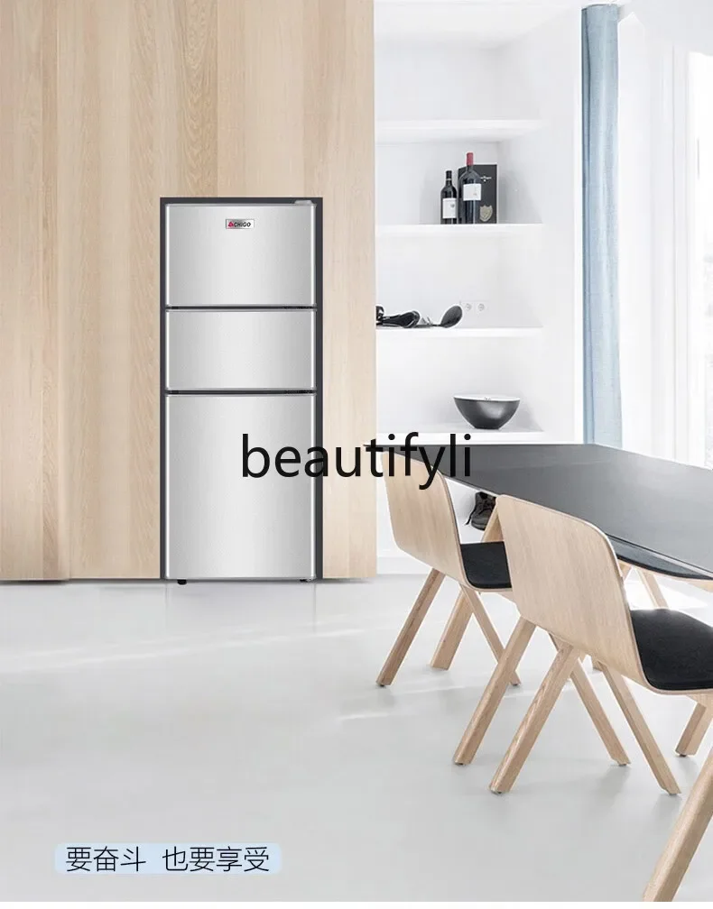 

A56 Маленький холодильник, бытовой небольшой двухдверный замороженный и сохраняющий свежесть общежитие, аренда комнаты, охлаждение, золото