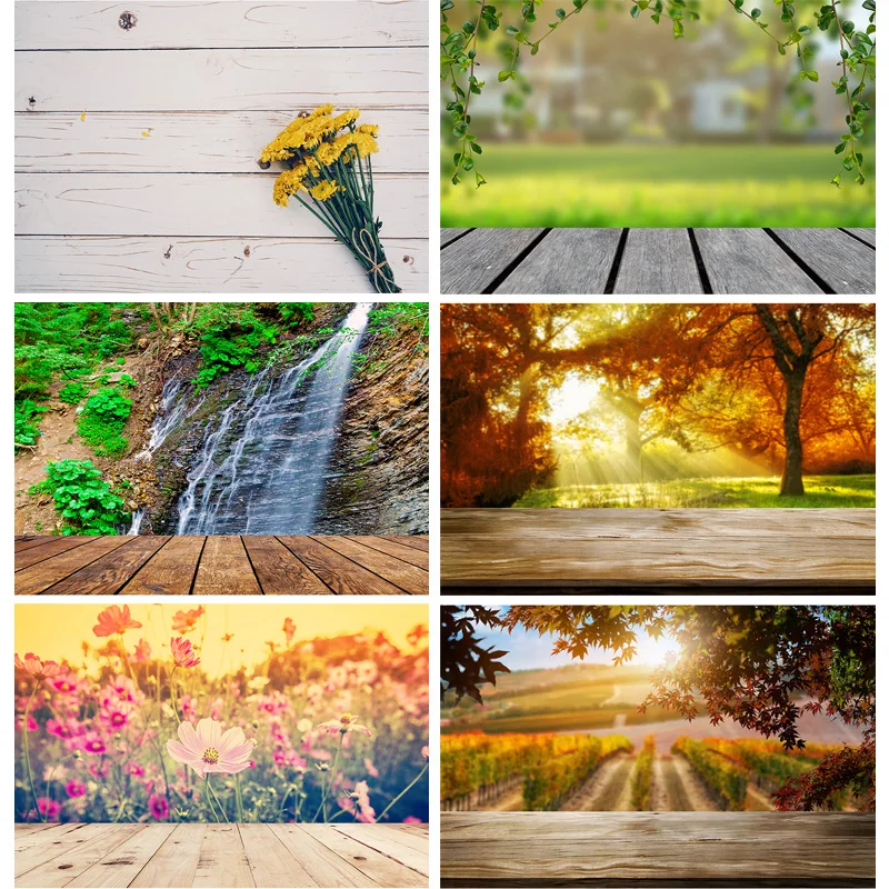 

Vinyl Custom Photography Backdrops Props Flower Planks Landscape Photo Studio Background 21820 WWA-07