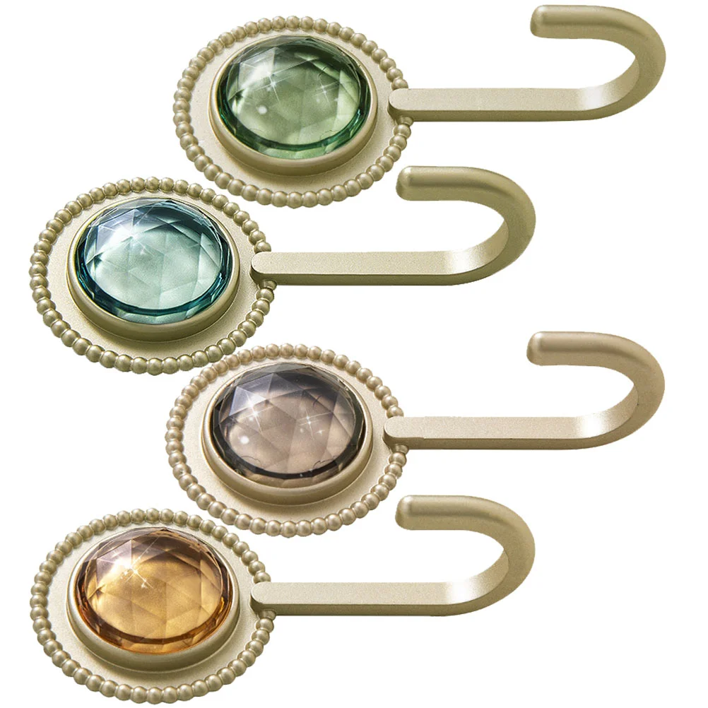 

4 Pcs Retro Diamond Adhesive Hook Robe Hooks for Wall Door Ceiling Hangers Storage No Trace