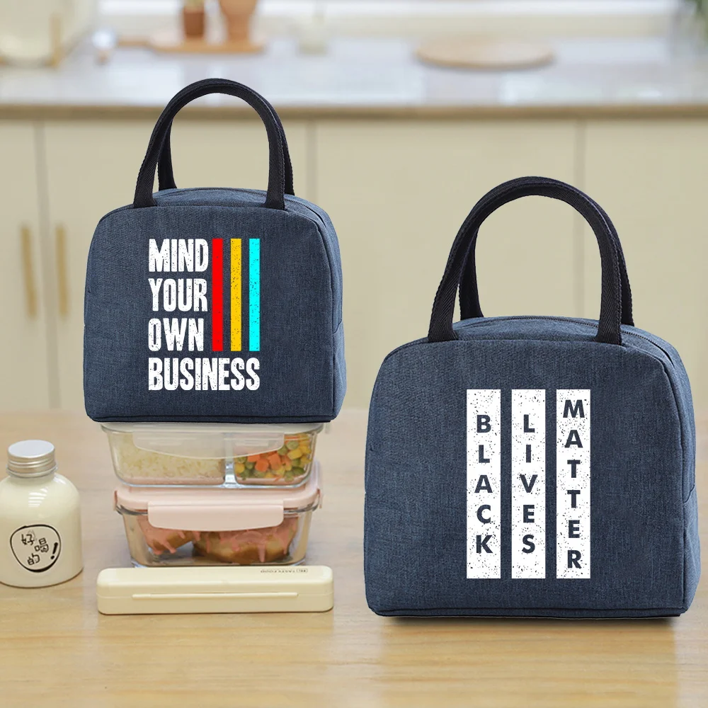 

Пакет для хранения обеда, новая изолированная сумка для обеда большой емкости, офисный работник, пикник, ежедневная сумка для приготовления еды, ручка с принтом фразы на молнии