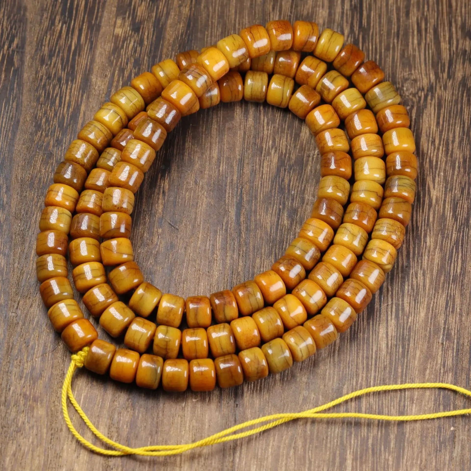 

108 Beads Vintage Faux Yak Bone Tube Beads Mala Bracelet Unisex Handmade Meditation Necklace