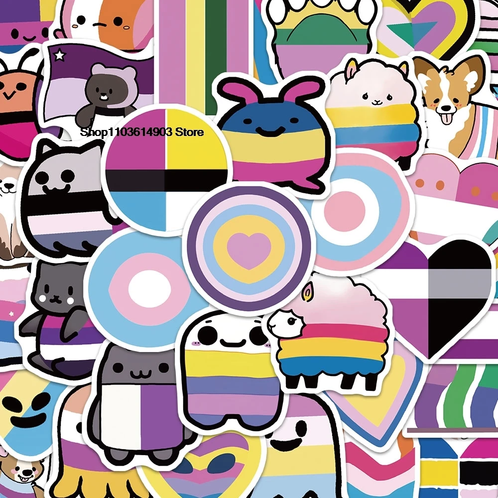 50PCS Cartoon Cute Rainbow Graffiti Stickers pack aesthetic goods for home pegatinas custom adhesive sticker children's room