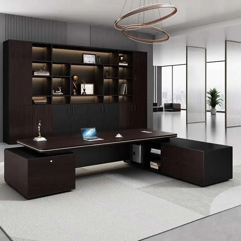 

Light Luxury Boss Office Desk Wooden Storage Designer Vintage Unique Desk High Quality Modern Executive Schreibtisch Furniture