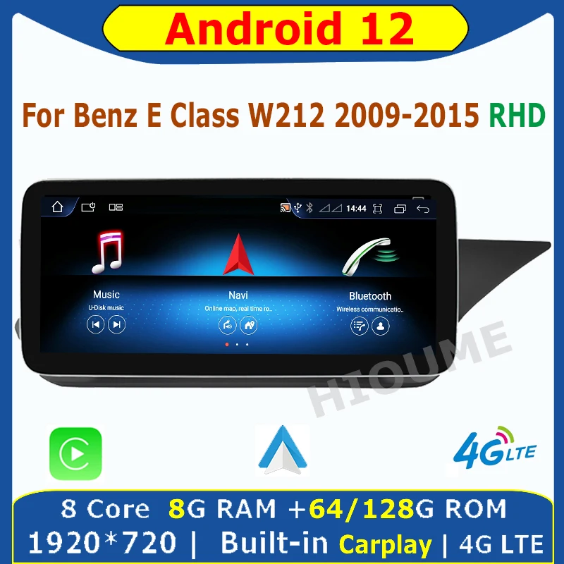 

12.5 10.25" Andriod 12 Display 8+128G Car Radio GPS Navi Multimedia Player For Mercedes Benz E Class W212 2009 -2015 RHD Carplay