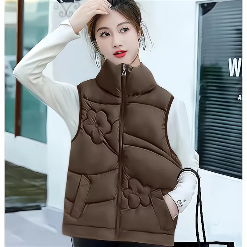 

Downy Cotton Vest Coat Women Autumn Winter Jacket New Versatile Sleeveless Vest Jacket Ladies Parkas Female Waistcoat Outwear
