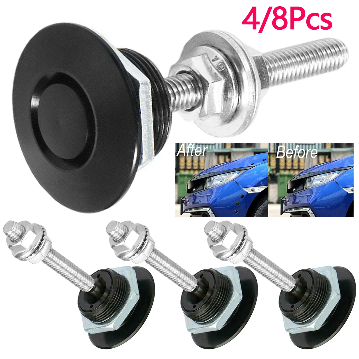 4/8 pièces goupilles de capot de verrouillage rapide serrure à dégagement rapide goupille de capot de pare-chocs de voiture serrure de capot 1.25 pouces véhicule universel en alliage d'aluminium