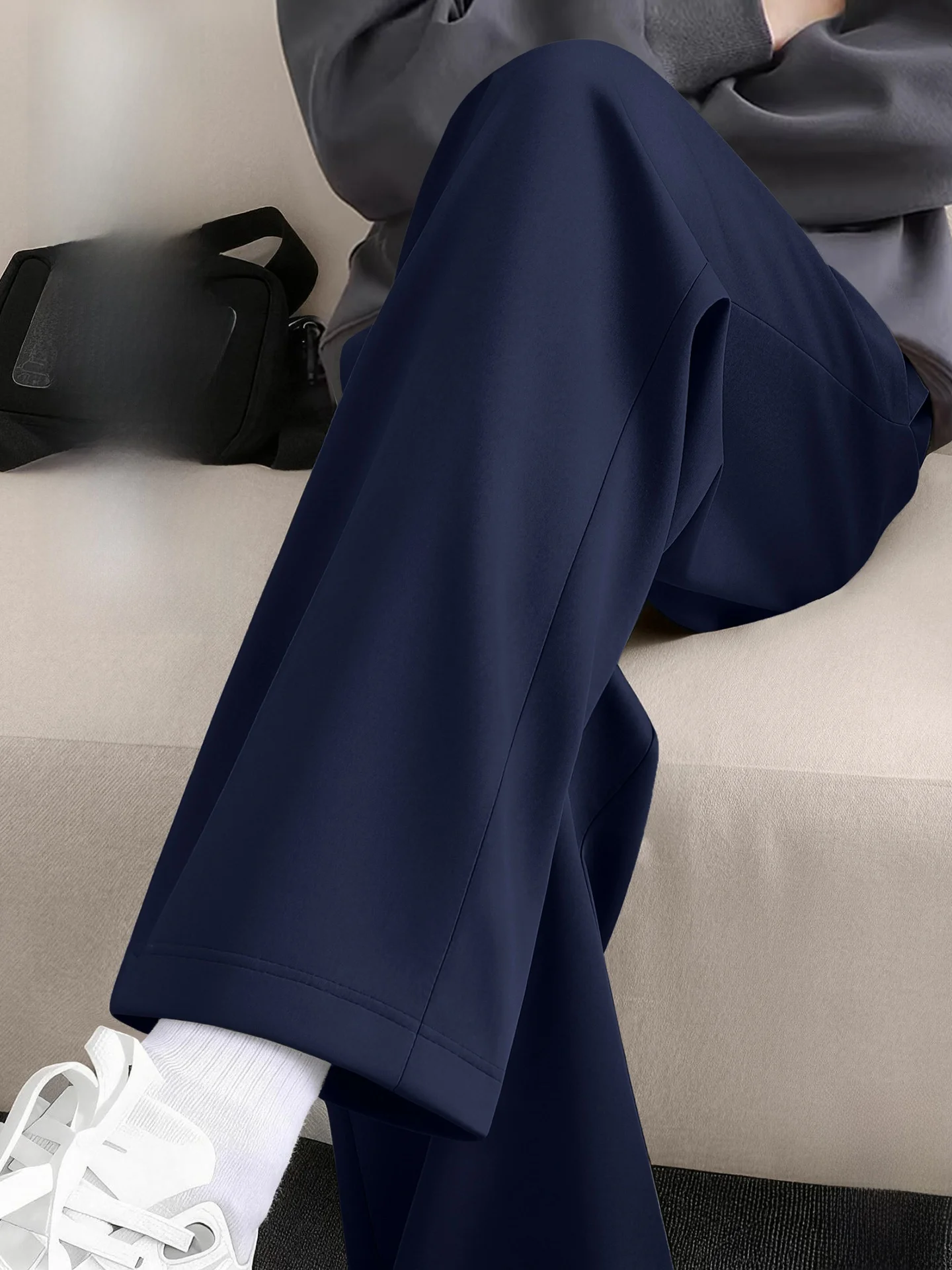 

Comfortable Straight Leg Pants ex Spring New Loose Sports Long Trousers Sweatpants Casual Cotton Polyester Blend