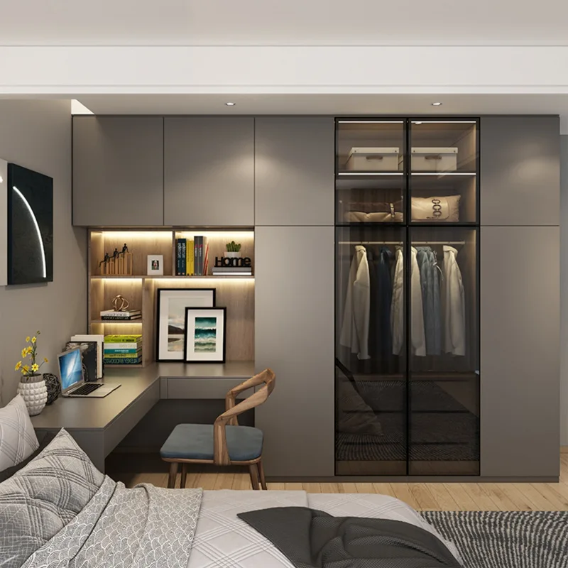 

2025 new cream style wardrobe bedroom home modern simple small apartment storage cabinet finished wardrobe