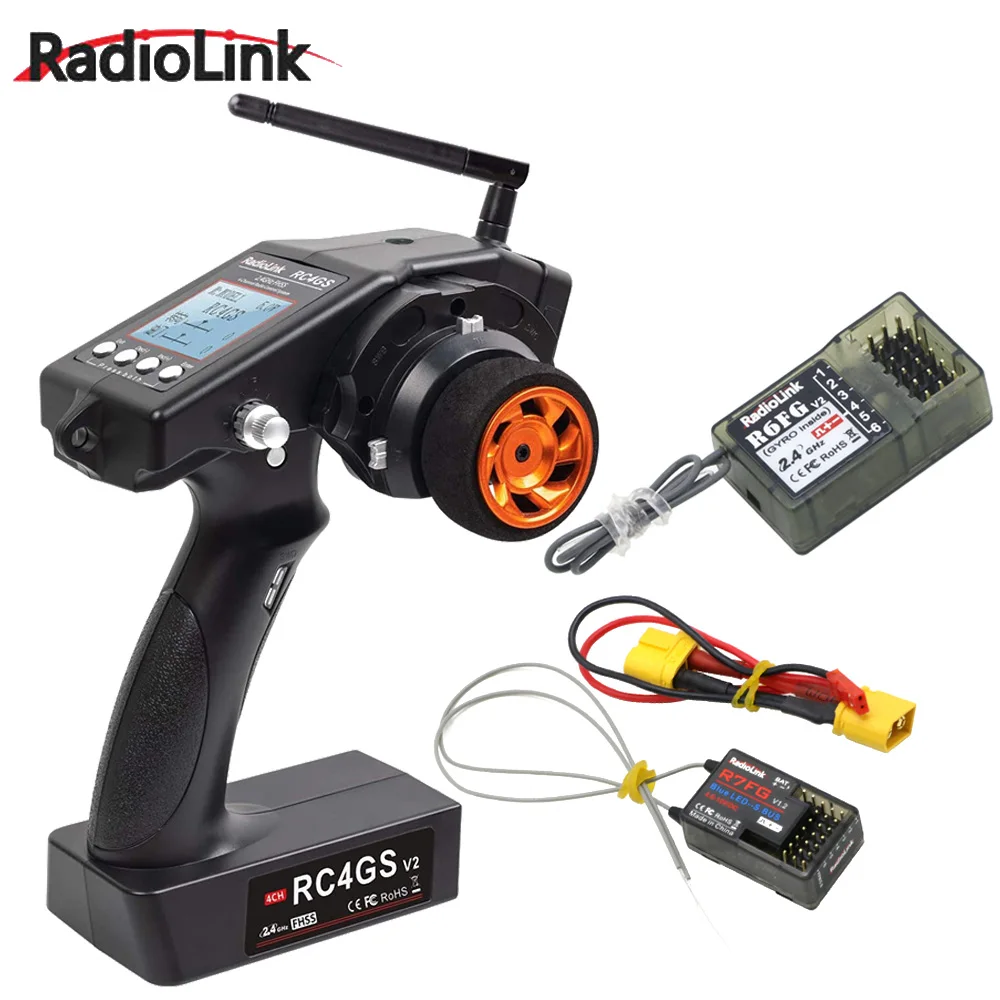 Радиоуправляемый передатчик Radiolink RC4GS V2 4-канальный FHSS, пульт дистанционного управления R6FG / R7FG с гироскопом для радиоуправляемой машины, грузовика, гусеничной модели Wltoys