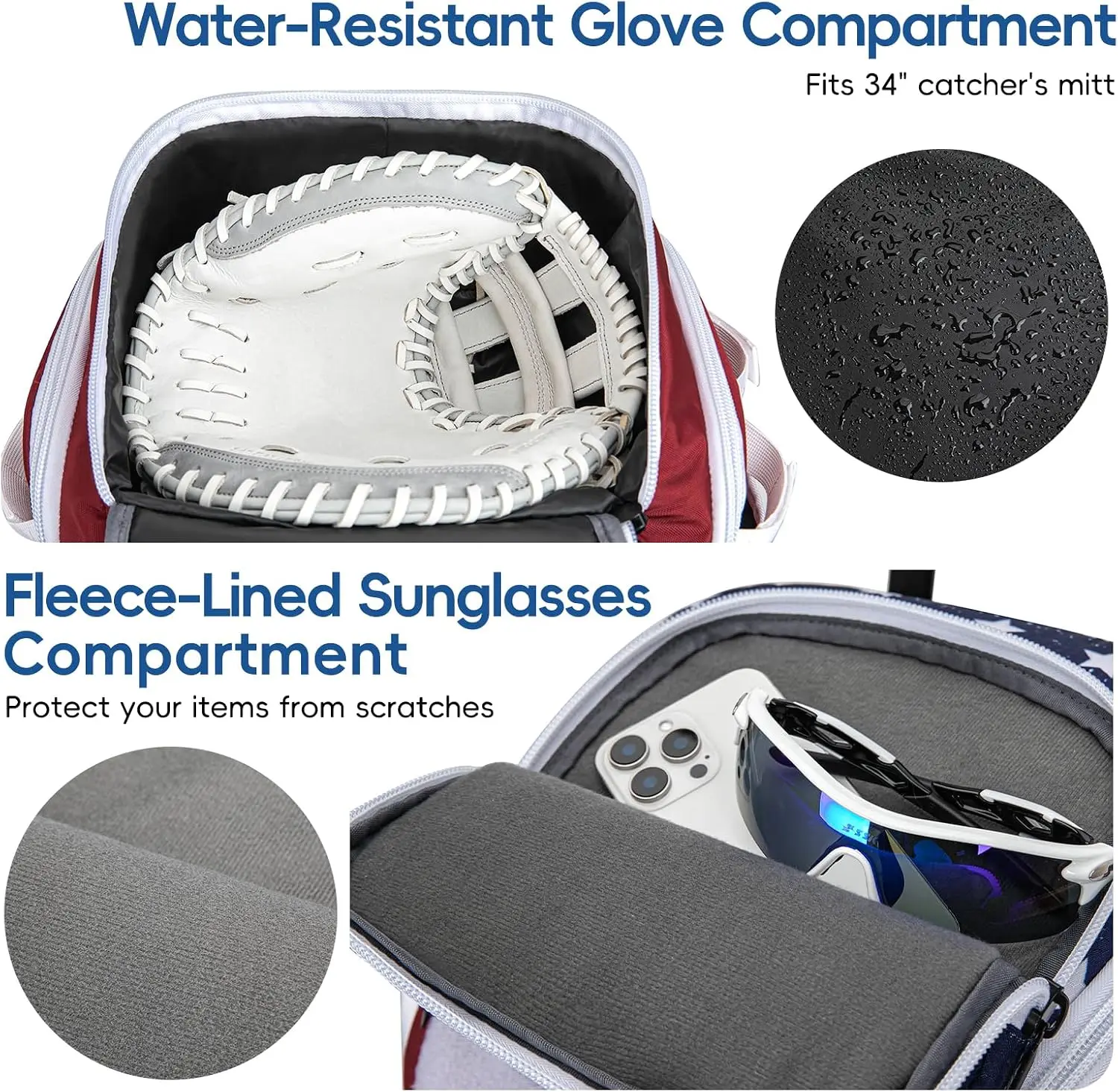 Rolling Baseball Softball Catcher Gear Bag Wheels Holds Two Equipment Sets Helmet Shoe Glove Storage