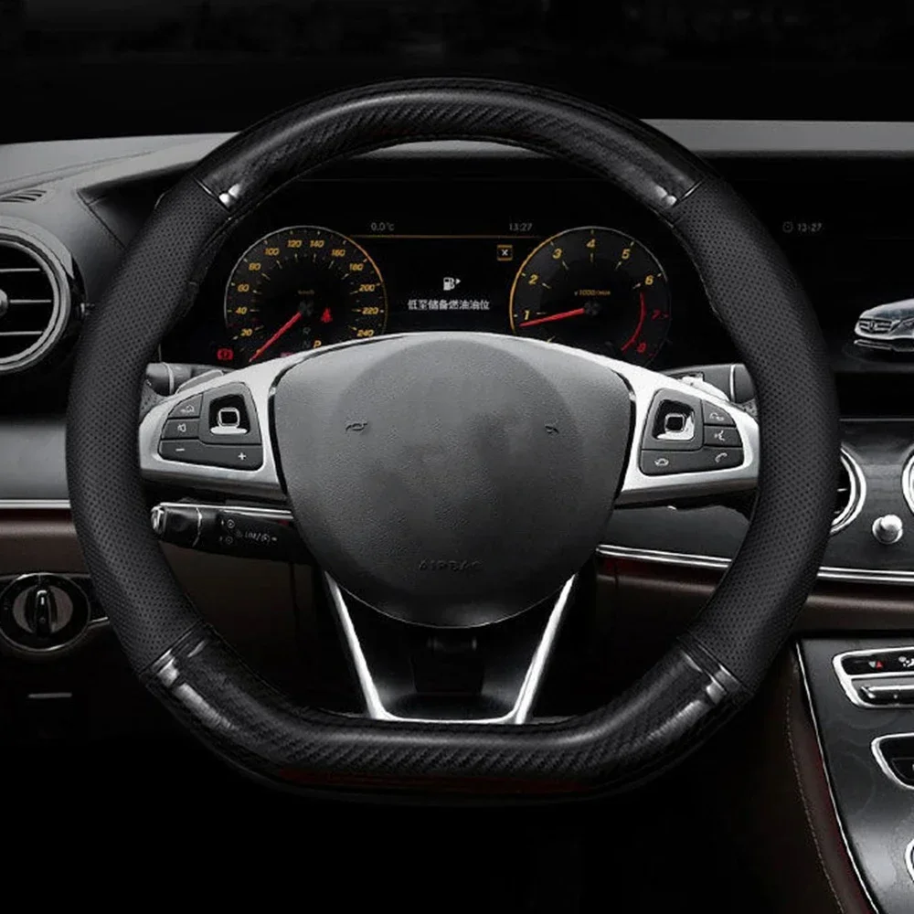 

Universal Car Steering Wheel Cover Carbon Fiber Leather Three-dimensional Anti Slip, Timple And Fashionable Car Accessories