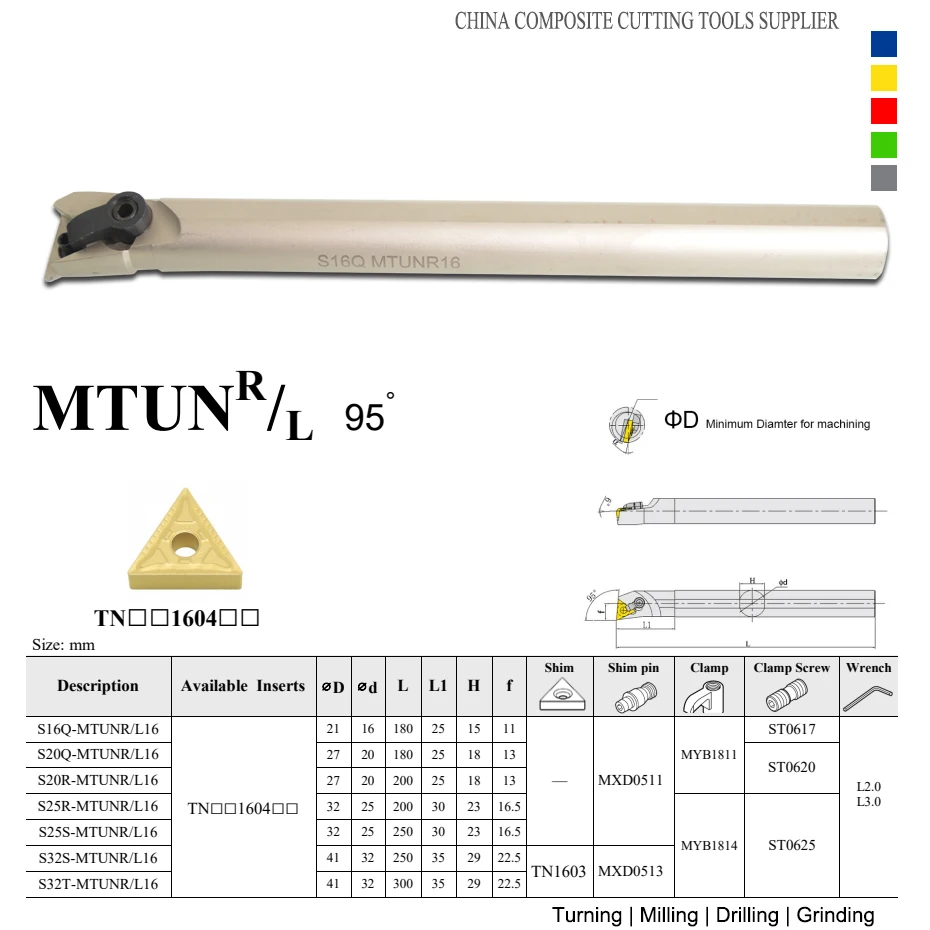 EDGEV CNC Internal Turning Tool Holder S16Q S20R S25R S25S S32S S32T - MTUNR16 MTUNL16 For TNMG160404 TNMG160408 Carbide Inserts