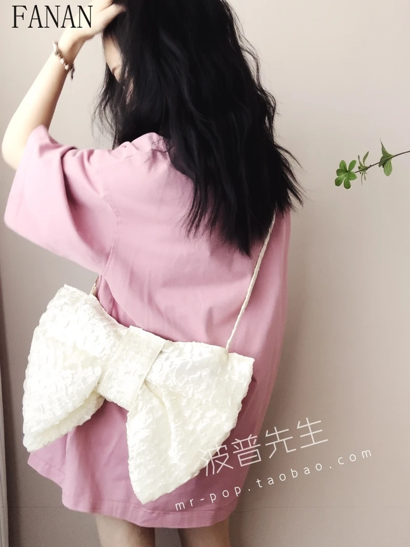 

Original niche personality bow tote bag casual crossbody bag single shoulder cloth bag women's canvas bags temperament student