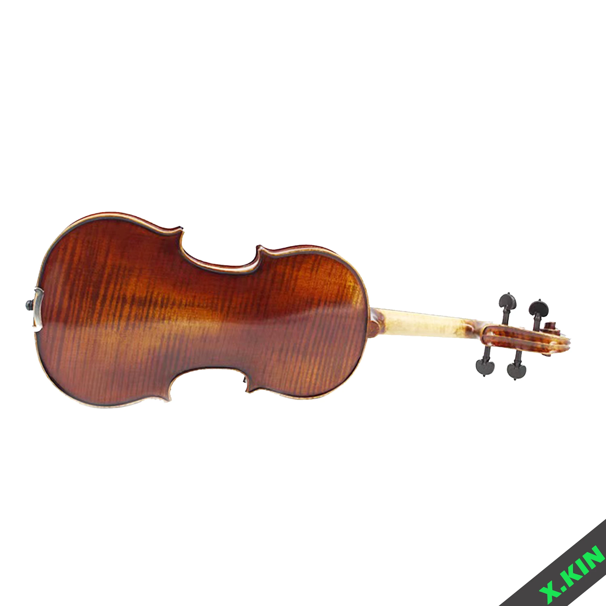 Handmade 4/4 Violin, Solid One-Piece Flamed Maple Back, Ebony Fittings, Full Set with Hard Case, Bow, Shoulder Rest