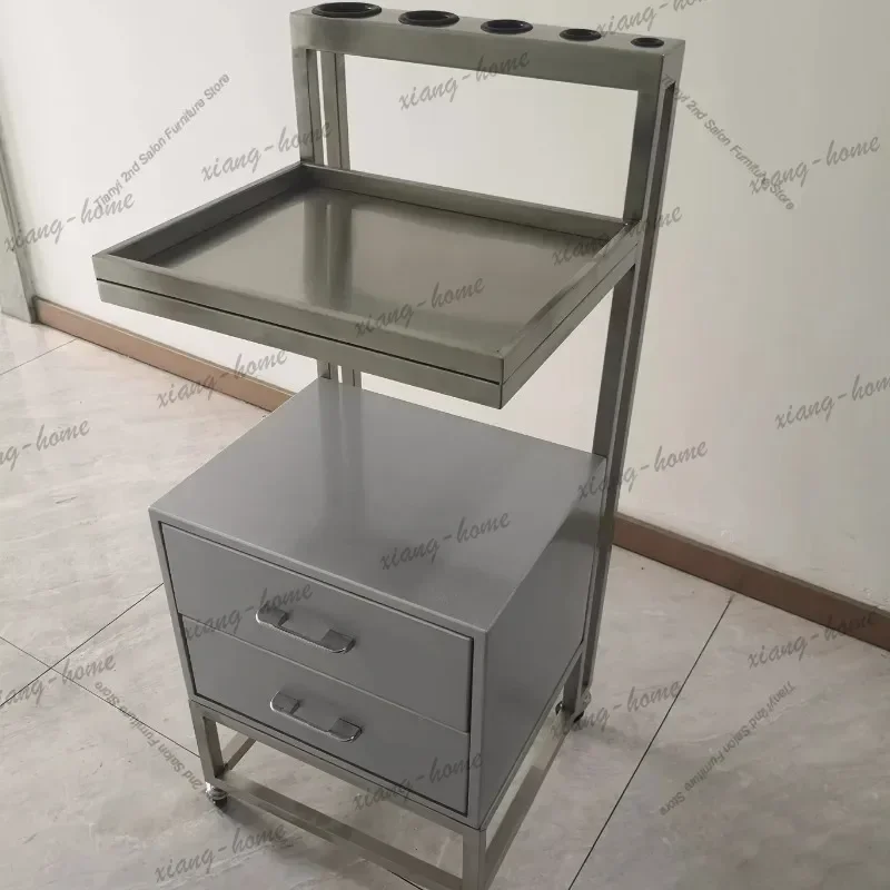 Factory Direct Modern Simple Salon Trolley Barbershop Hairstylist-specific Tool Storage Trolley With Double-layer Drawers Salon