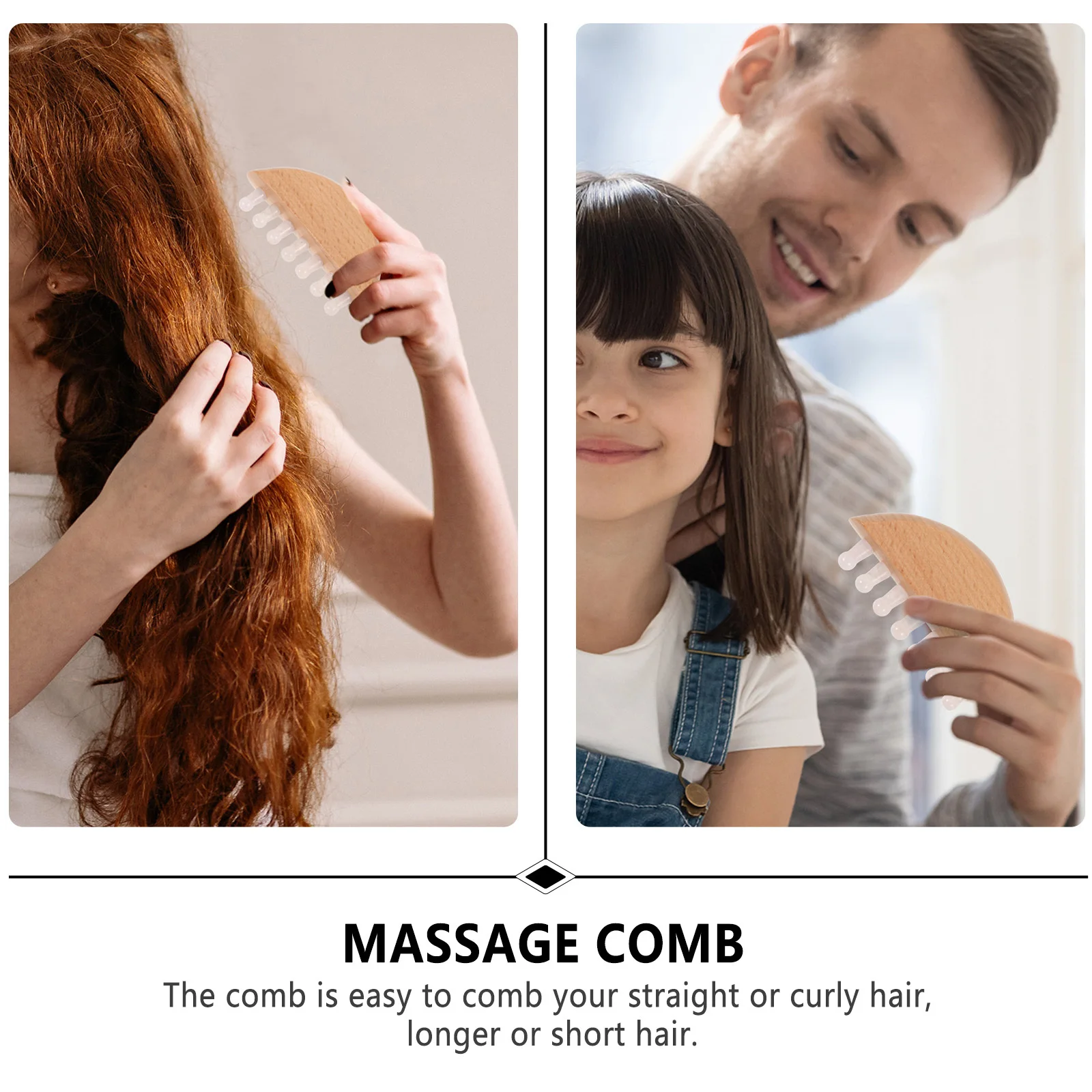 

Wooden Comb Pink Crystal Scalp Massager Mini Portable Hair Care Tool Anti-Static No Scratch Long Short Curly Massager