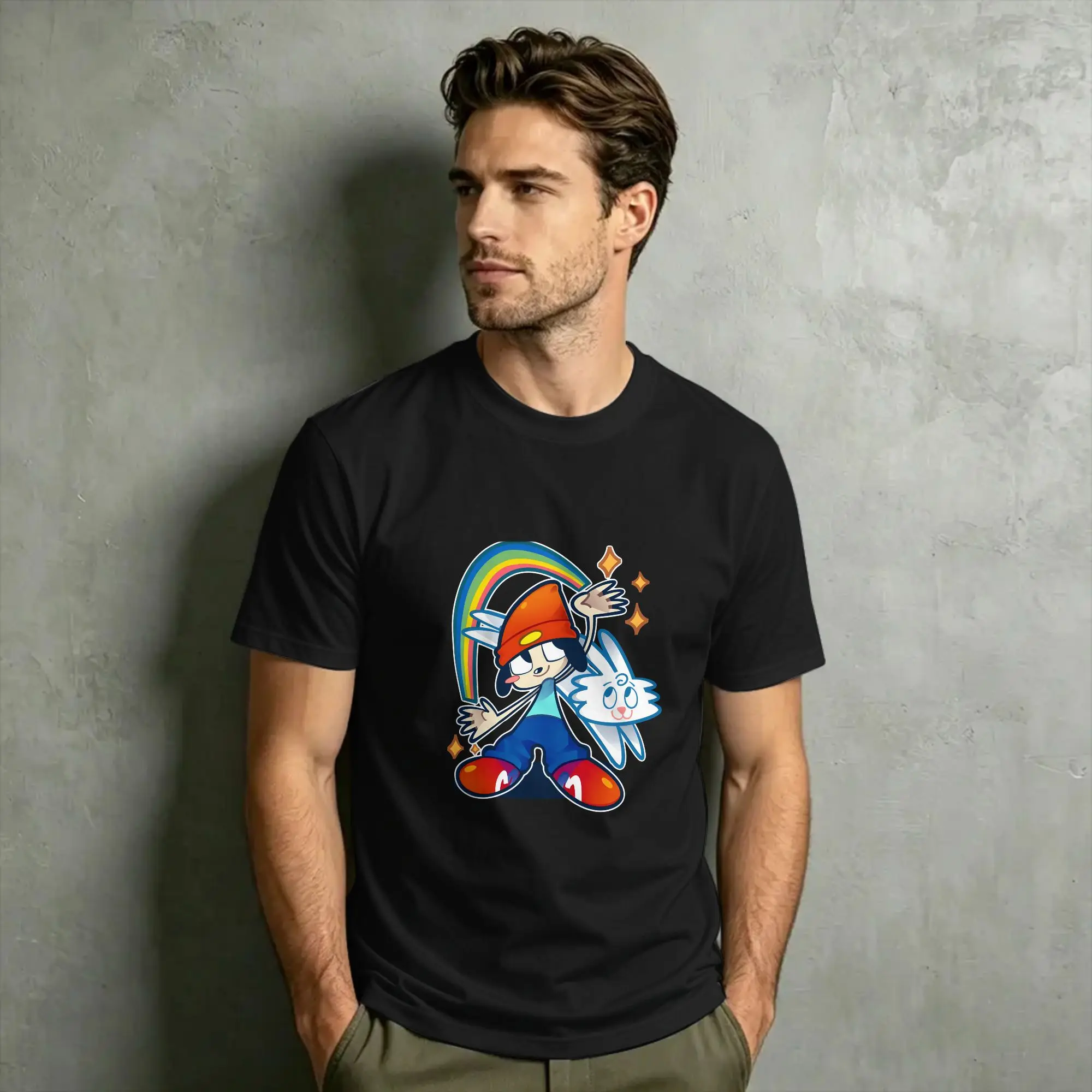 PA-PaRappa The Rapper Game T-Shirt Summer  Leisure T-Shirts Men Cotton Crewneck Plus Size 5XL Tees Short Sleeve Y2K Basic Tshirt