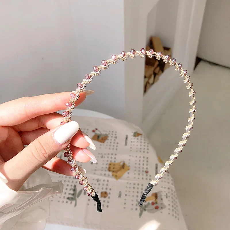 

1pc Minimalist Rhinestone Pearl Headband Japanese Korean Style Beaded Hair Hoop for Women Makeup Skincare Daily Wear Elegant