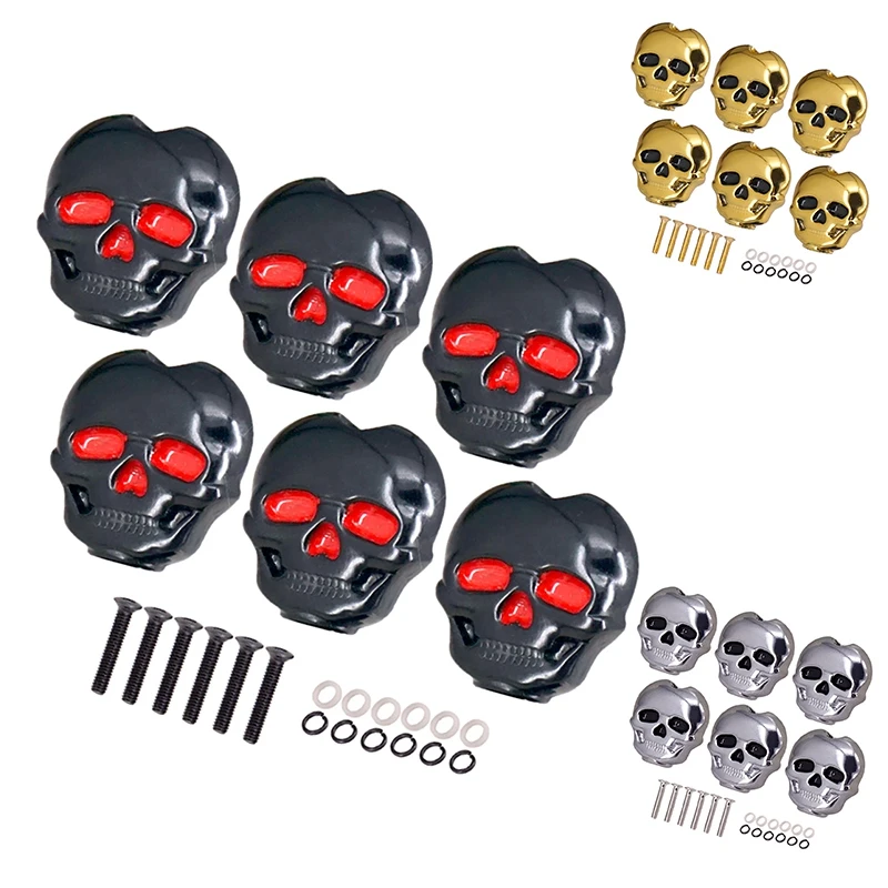 6Pcs Tuning Peg Button,Skull Shape Guitar Tuning Peg Tuners Machine Heads For Folk Electric Guitar Accessories