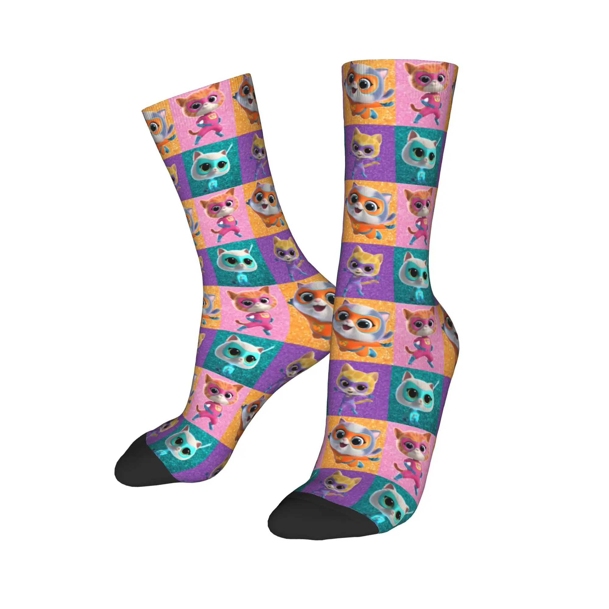 

Сумасшедший дизайн, баскетбольные носки с котами в стиле аниме, полиэстеровые носки средней длины для женщин и мужчин, впитывающие пот