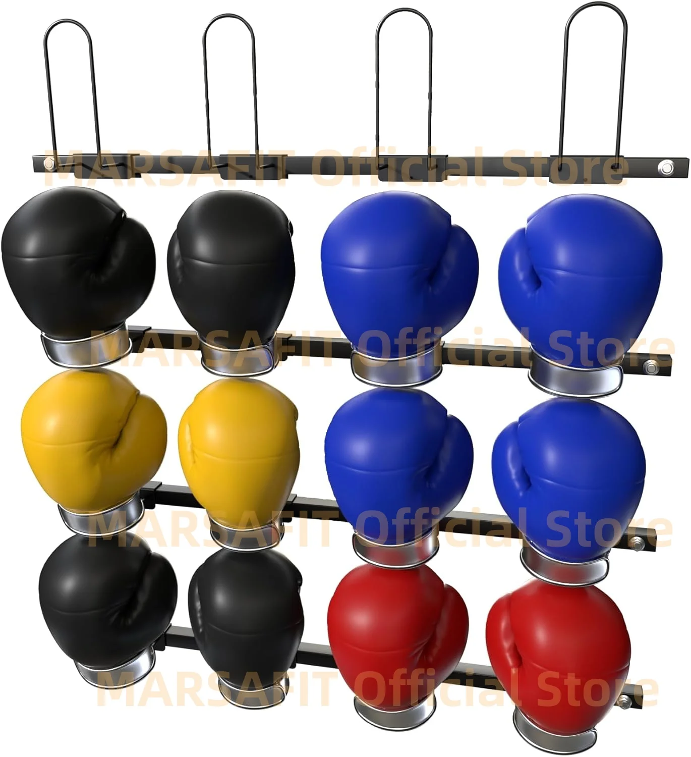 Boxing Glove Iron Hooks Holder-Wall Mounted & Mobile Glove Rack Adjustable Sports Gear for home ＆ Gym Storage