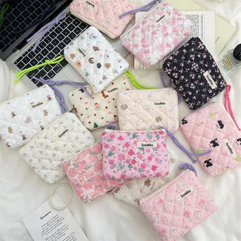 Petit sac de rangement portable pour cosmétiques, sac à main de voyage mignon, rouge à lèvres, carte d'écouteur, mini sac à main de maquillage, poudres, trousse de maquillage