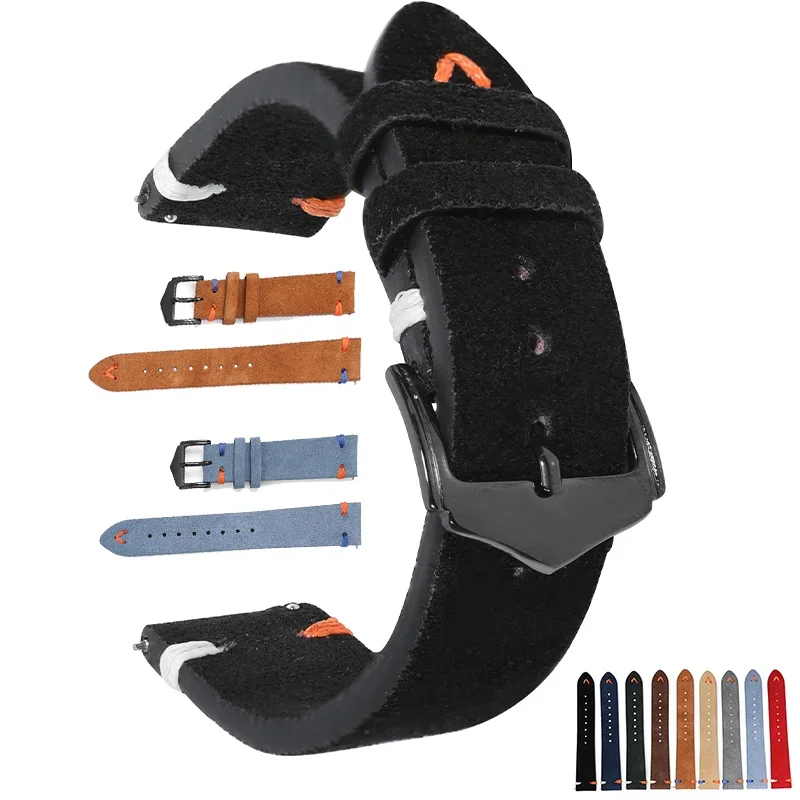 

20mm 22mm Genuine Leather Strap for Samsung Galaxy Watch 7/FE/6/5/4 40 44mm Vintage Bracelet for Huawei watch GT 5-4-2-3 bands