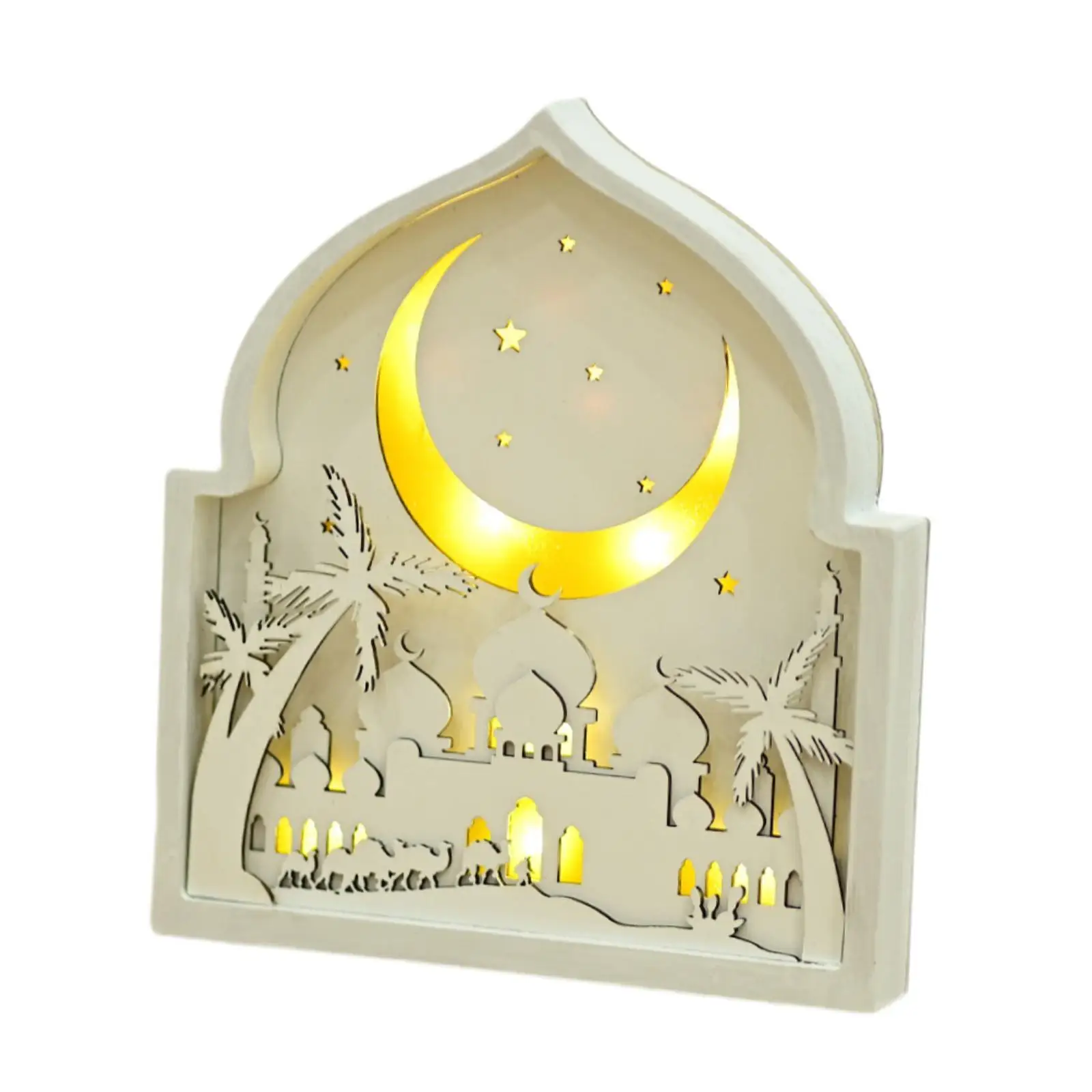 Eid Mubarak Decoration Arabic Moon and Stars Luminous Muslim Table Decor