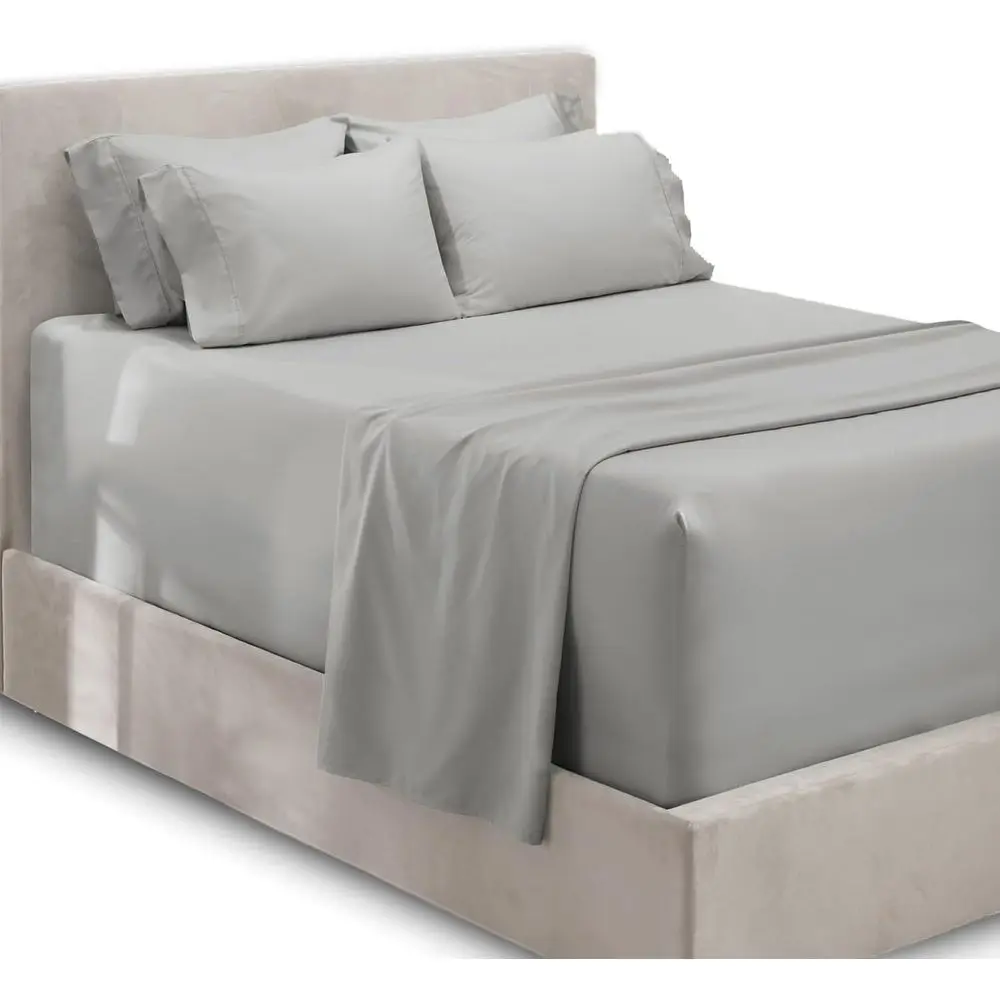 

Комплект постельного белья King Size из 4 предметов, светло-серый, с глубокими карманами, подходит для матрасов до 12 дюймов.
