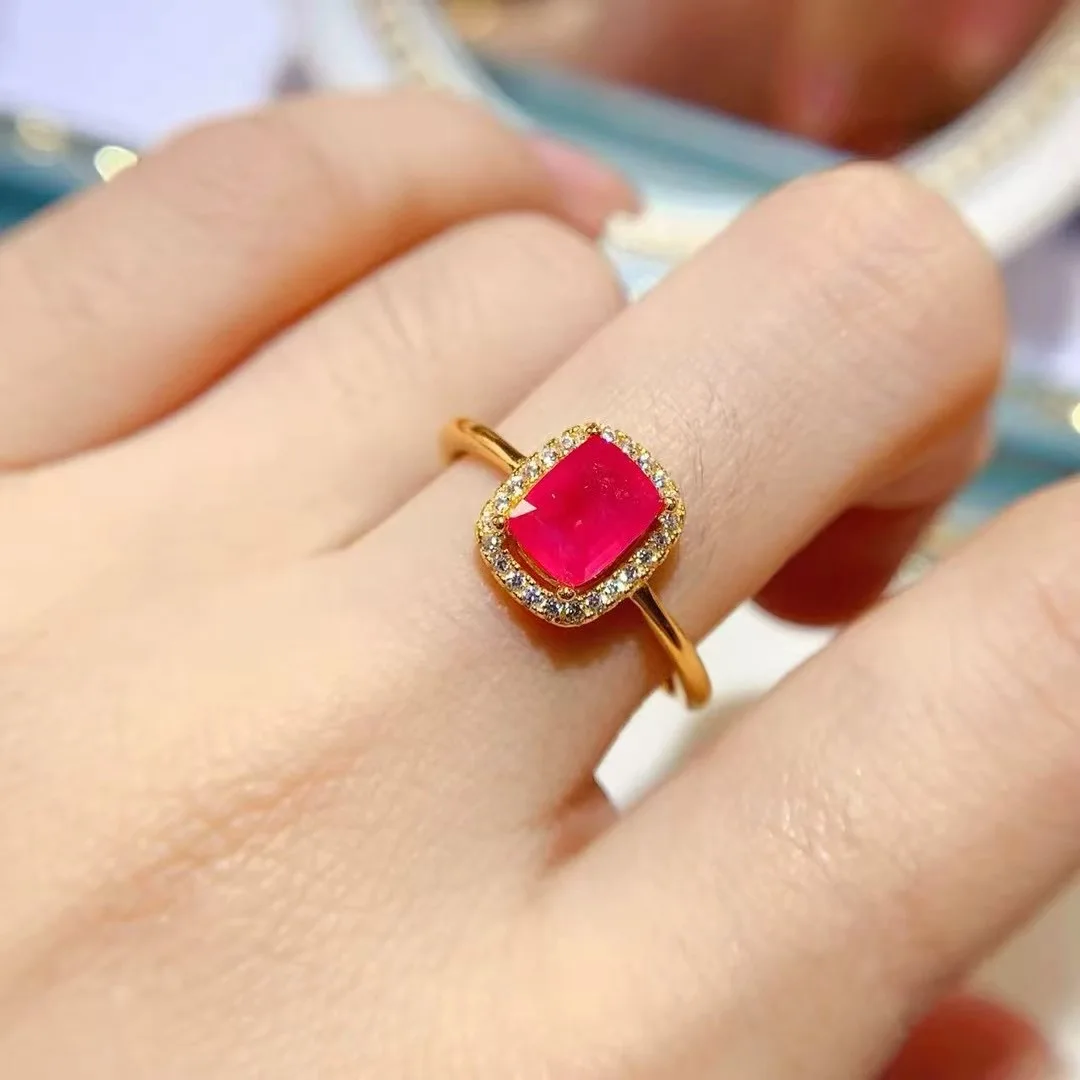 KJJEAXCMY High End Women's Ring Natural Spinel S925 Silver with Electroplating Boasting High Clarity Full Brilliance Gift