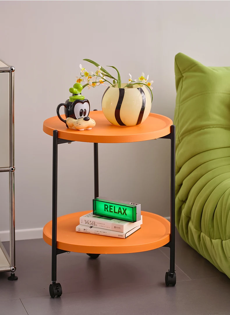 

Small apartment side few bedside movable silent wheel small table snacks trolley storage