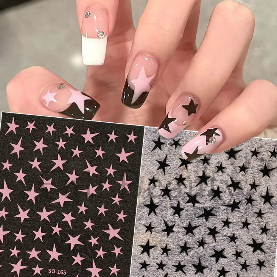 Mix 7 Colourful Stars Nails Stickers Irregular Pentagram Decals Laser Shiny Decor Self-adhesive Decals DIY Manicure Foils Wraps